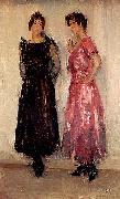 Two models, Epi and Gertie, in the Amsterdam Fashion House Hirsch, Isaac Israels
